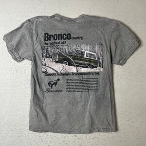 Ford Bronco Country Graphic T Shirt Mens Medium Gray Washed Short Sleeve